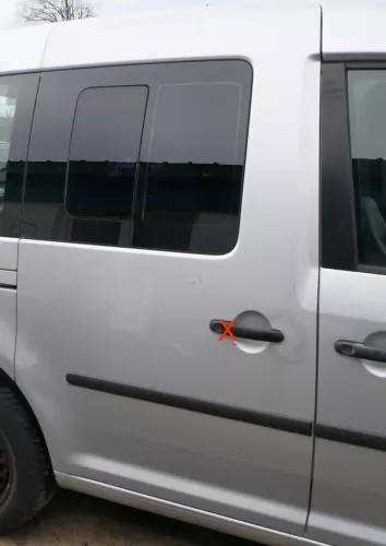 VW Caddy 3 2k Tür hinten rechts silber LA7W Schiebetür mit Scheibe (201006)