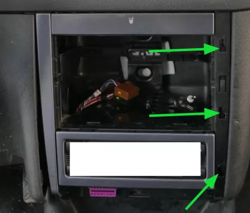 Golf 4 Bora Mittelkonsole Verkleidung um Radio 1j1858069G Dekor grau (201338)