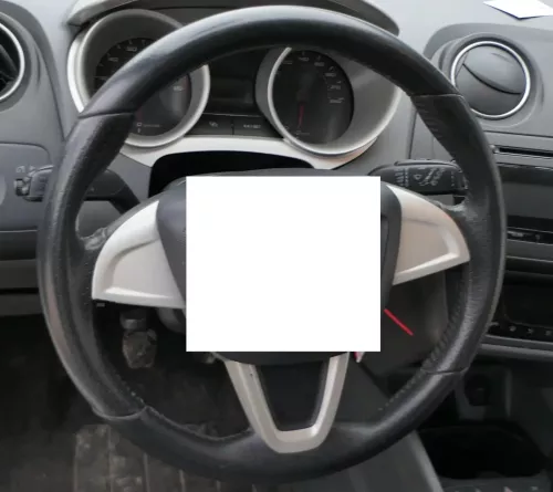 Seat Ibiza 6J Lenkrad 6J0419091M schwarz grau Nähte Leder Lederlenkrad (201572)