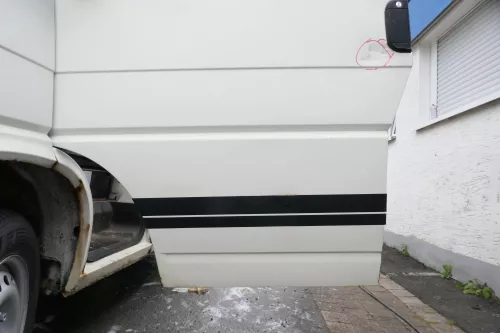 VW T4 Tür vorne links Fahrertür Caravelle Multiavan weiß R902 -ohne Anbaute (177139)
