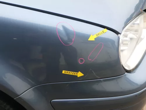 VW Golf 4 Kotflügel vorne rechts blau LD5X - Delle (201857)