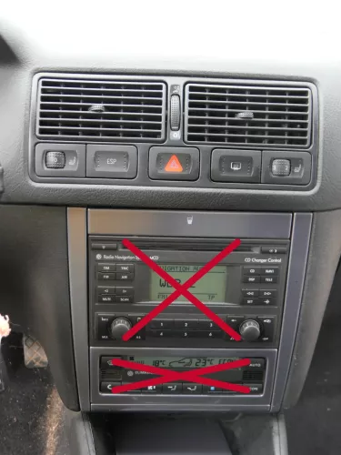 Golf 4 Bora Mittelkonsole Verkleidung um Radio 1j1858069G Dekor grau Türgriff